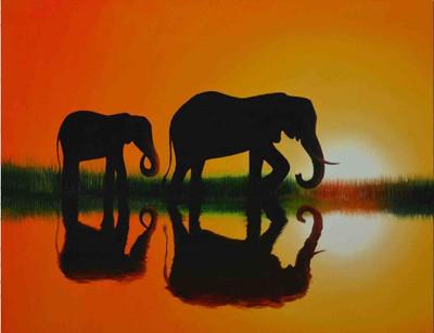 77% OFF on Canvas Painting without Frame - Elephant Canvas Art