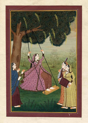 55% OFF on Queen on the Swing Mughal Miniature Fine Art Print