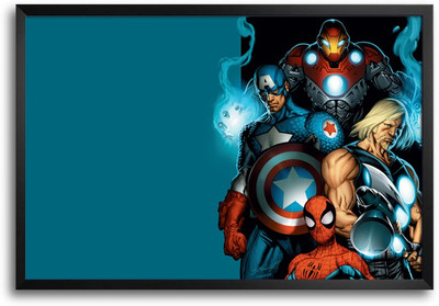46% OFF on ShopMantra Superheroes Collection Laminated Frame Poster Paper Print