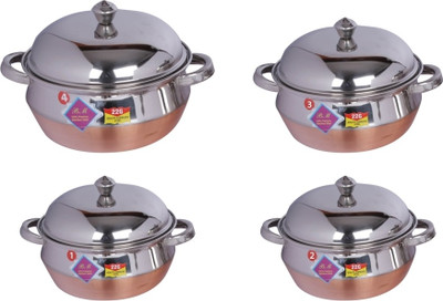 36% OFF on BM Copper botttom cook and serve Handi 0.5 L, 1 L, 1.5 L, 2 L Stainless Steel
