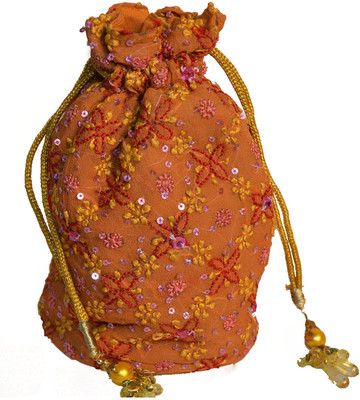 5% OFF on Chikanbarn Chikankari 14 Potli Fawn1