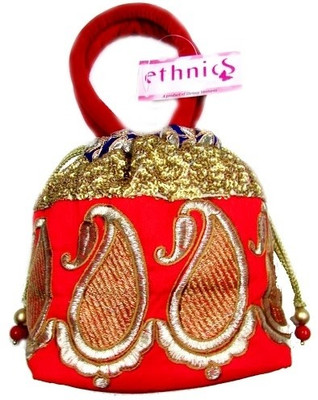 Ethnics Orange Sequins Pouch Multicolor Ethnics Orange Sequins Pouch Multicolor