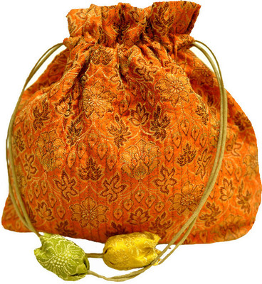 The India Craft House Banarasi Potli Orange The India Craft House Banarasi Potli Orange