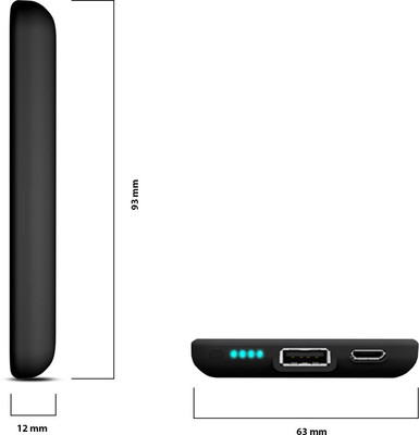 Artis Joker Credit Card Size Slim Micro USB Portable Power Bank Supply External Battery Pack For Smart Mobile Phone 5000 mAh (Black) 