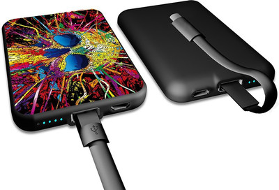 Artis Skull Art Credit Card Size Slim Micro USB Portable Power Bank Supply External Battery Pack For Smart Mobile Phone 5000 mAh (Black) 