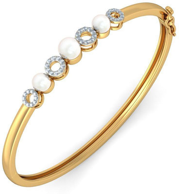BlueStone The Cleodora Bangle Yellow Gold 14kt Diamond, Pearl Bangle