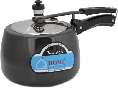 Home Zone Hard Annodised Pressure Kalash Cooker Inner Lid with Stainless Steel Lid 3 L Pressure Cooker Induction Bottom, Aluminium