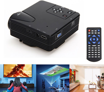 Wonder World ® LED Projector USB/AV/SD/HDMI/VGA Input Portable Projector (Black)