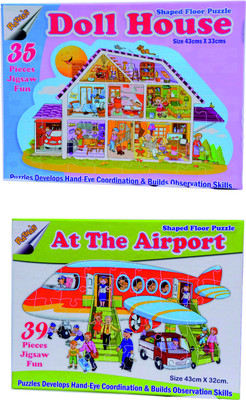 Ratnas Pack Of 2-Doll House And At The Airport Ratnas Pack Of 2-Doll House And At The Airport