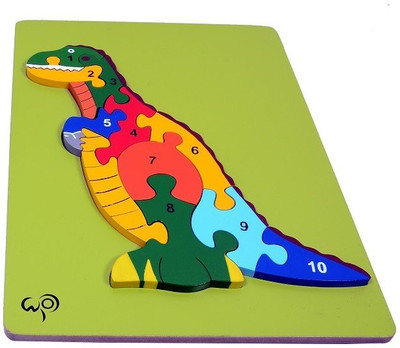 Wood O Plast T-Rex Raised Puzzle With 1-10 Numbers Wood O Plast T-Rex Raised Puzzle With 1-10 Numbers