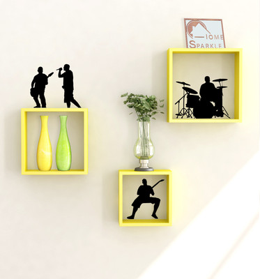 55% OFF on Home Sparkle Square Wooden Wall Shelf Number of Shelves - 3, Yellow, Black 55% OFF on Home Sparkle Square Wooden Wall Shelf Number of Shelves - 3, Yellow, Black