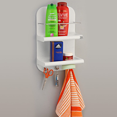 Pebbleyard Plastic Wall Shelf Number of Shelves - 2, White Pebbleyard Plastic Wall Shelf Number of Shelves - 2, White