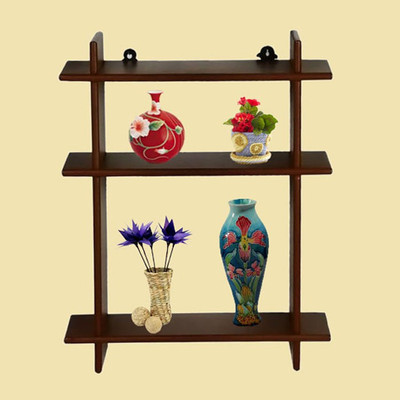 53% OFF on Decorhand Wooden Wall Shelf((Number of Shelves - 3, Brown))