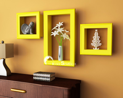 57% OFF on Home Sparkle Frame Shaped Wooden Wall Shelf Number of Shelves - 3, Yellow 57% OFF on Home Sparkle Frame Shaped Wooden Wall Shelf Number of Shelves - 3, Yellow