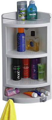 9% OFF on Cipla Plast Extra Large Corner Cabinet Plastic Wall Shelf Number of Shelves - 4, White