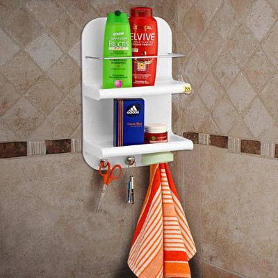 3% OFF on Pebbleyard Plastic Wall Shelf Number of Shelves - 2, White 3% OFF on Pebbleyard Plastic Wall Shelf Number of Shelves - 2, White