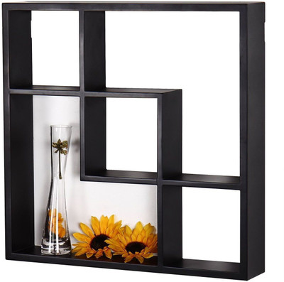 LifeEstyle Wooden Wall Shelf Number of Shelves - 7, Black