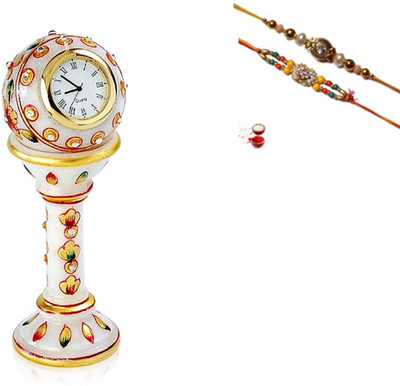 35% OFF on Purpledip Hamper Marble Clock Design Rakhi Set