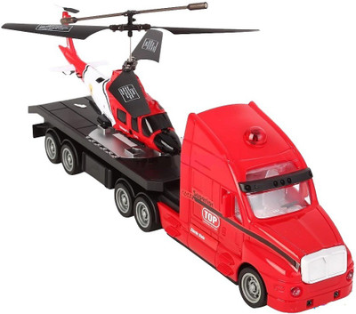 The Flyer's Bay Combo Of Helicopter & Truck(Red) (Multicolor)