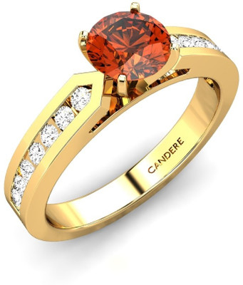 20% OFF on Candere Colina Garnet Yellow Gold Garnet Rhodium Plated 14 K Ring