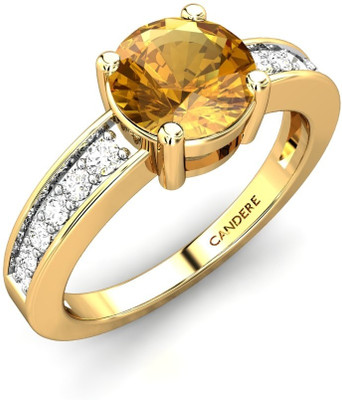 20% OFF on Candere Mabel Citrine Yellow Gold Citrine Rhodium Plated 14 K Ring