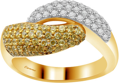 Ciemme 1.03 CT Cocktail Silver Diamond 18K Yellow Gold Plated Ring