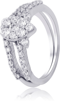 10% OFF on Amogh Jewels Queen Sterling Silver Diamond 14K White Gold Plated Ring