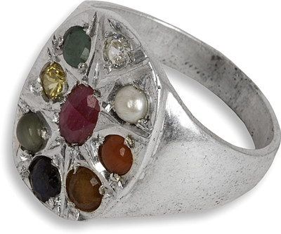 19% OFF on Silverwala Silver Pearl, Coral, Sapphire, Cat's Eye, Emerald, Cubic Zirconia, Ruby Ring