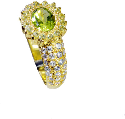 46% OFF on Riyo Dazzlingstar Peridot Cz Copper Cubic Zirconia 18K Yellow Gold Plated Ring