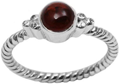 Silvera Silver Garnet Rhodium Plated Ring