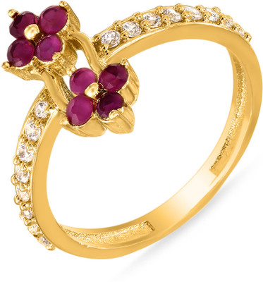 Mahi Mersmerising Alloy, Brass Ruby, Zircon 24K Yellow Gold Plated Ring Mahi Mersmerising Alloy, Brass Ruby, Zircon 24K Yellow Gold Plated Ring