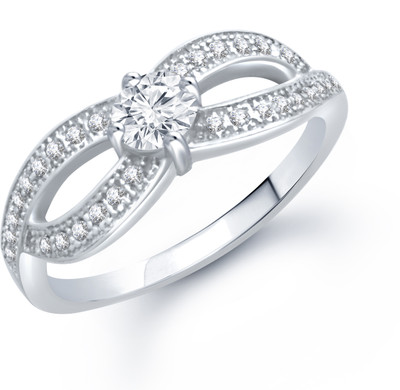 75% OFF on VK Jewels Two Eyes Micro setting Rhodium Plated CZ Alloy Cubic Zirconia Rhodium Plated K Ring