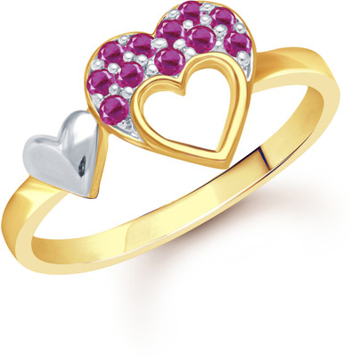 62% OFF on VK Jewels Double Heart Alloy Cubic Zirconia 18K Yellow Gold Plated Ring
