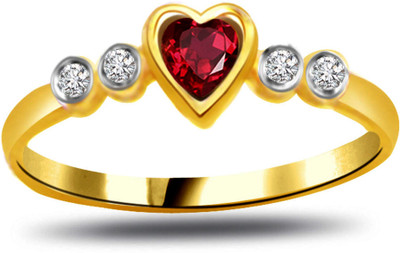 30% OFF on Surat Diamond Diamond & Ruby Heart Ring Yellow Gold Diamond, Ruby 18 K Ring
