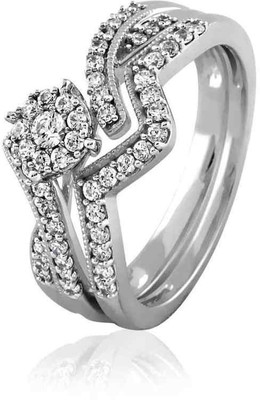10% OFF on Velvetcase Stylized Framed Diamond Bridal Set White Gold 18 K Ring