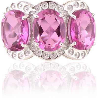 Diamond India Silver Quartz Rhodium Plated Ring