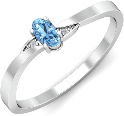 KuberBox El?ptica Gold Aquamarine 18K White Gold Plated 18 K Ring