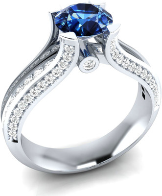 54% OFF on Caratopia Paradise Sterling Silver Sapphire, Cubic Zirconia Silver Plated Ring