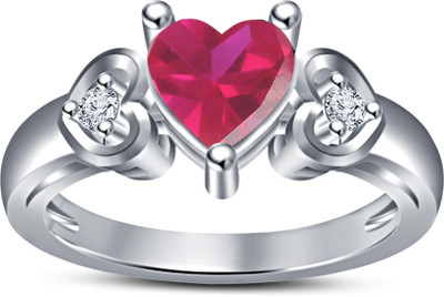 64% OFF on Kirati Heart Design Sterling Silver Platinum Plated Ring