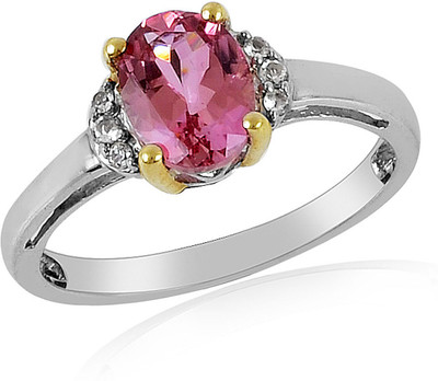37% OFF on RosesNRibbons Sterling Silver Tourmaline, Topaz Rhodium, 18K Yellow Gold Plated Ring