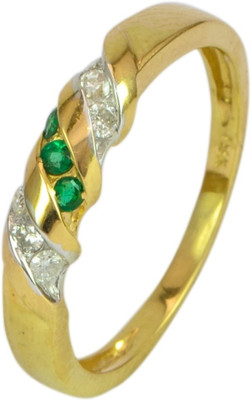 15% OFF on Rakam Gold Emerald, Diamond 18K Yellow Gold Plated 18 K Ring