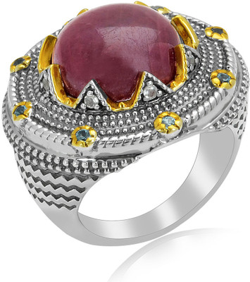 36% OFF on RosesNRibbons Women's Whim Sterling Silver Ruby, Topaz Rhodium, 18K Yellow Gold Plated Ring