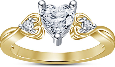 38% OFF on Kirati Heart Design Sterling Silver 14K Yellow Gold Plated Ring