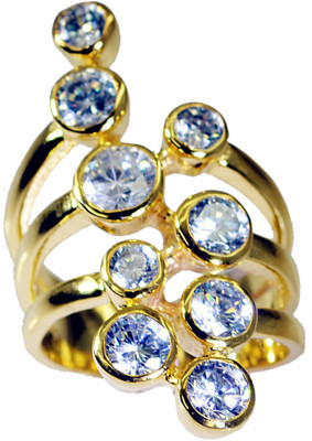 24% OFF on Riyo Unique White Cz Copper Cubic Zirconia 18K Yellow Gold Plated Ring