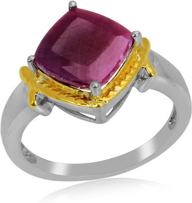 33% OFF on RosesNRibbons Sterling Silver Ruby Rhodium, 18K Yellow Gold Plated Ring