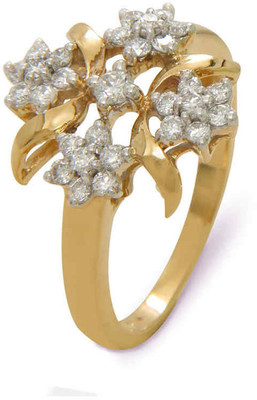 13% OFF on Velvetcase Traditional Floral Diamond Yellow Gold 18 K Ring