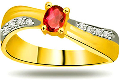 30% OFF on Surat Diamond Feminine Charm Yellow Gold Diamond, Ruby 18 K Ring