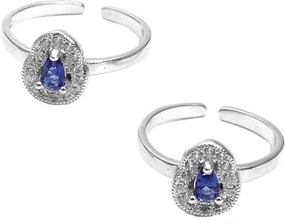 Jewel Craft Silver Sapphire, Cubic Zirconia Rhodium Plated Toe Ring