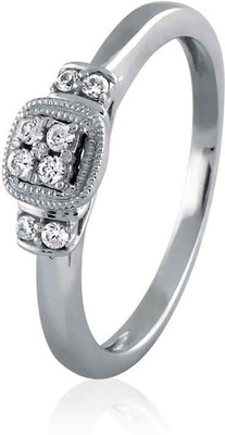 23% OFF on Velvetcase Diamond Square Frame White Gold 18 K Ring