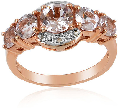 37% OFF on RosesNRibbons Sterling Silver Diamond 18K Rose Gold Plated Ring